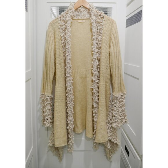 Ryu Cream Boho Hippie Sweater Cardigan Fairycore Witchy Fall - Picture 1 of 6